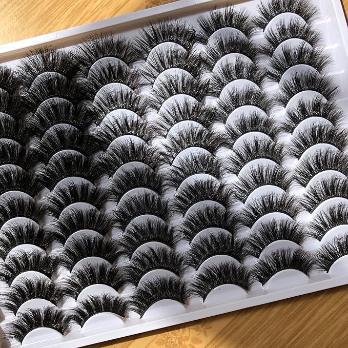 False Eyelashes 30 Pairs 20MM Dramatic Lashes Pack Faux Mink 6 Styles Mixed 5D Volume Thick Fake Eyelashes Wholesale Soft Makeup Eye Lashes Bulk
