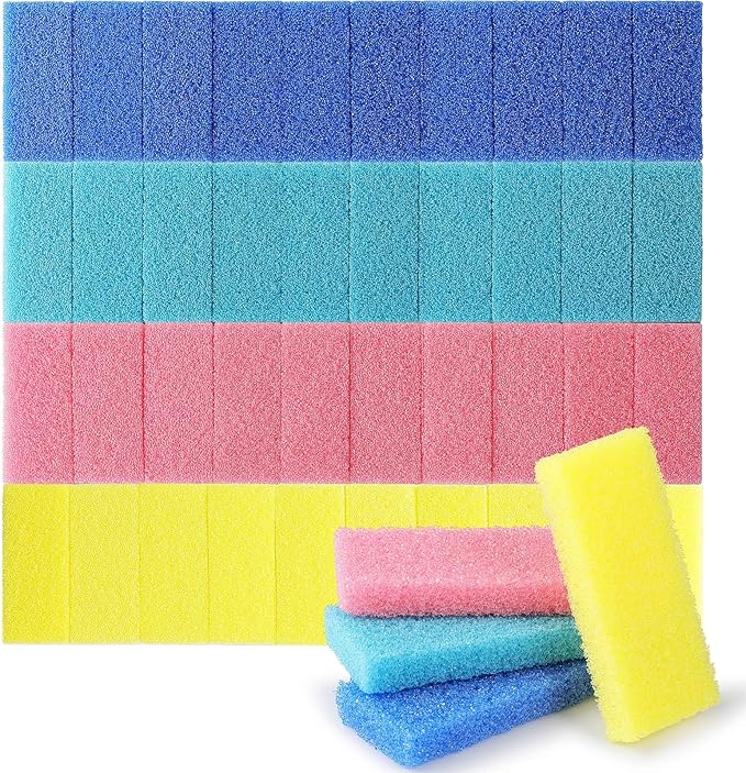 Batiyeer 100 Pcs Pumice Stone for Feet Scrubber Dead Skin Disposable Pedicure Pumice Stone Foot Shower Scrubber for Heel Cuticle Callus Remover Bath Spa(Blue, Sky Blue, Pink, Yellow)