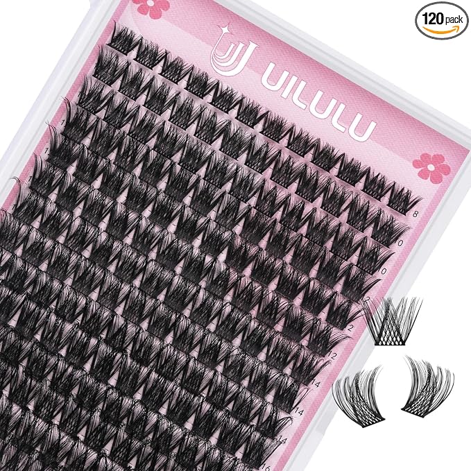 Uilulu Lash Clusters D Curl Individual Lashes 0.07D 8-18 MIX 168 Eyelashes Clusters Lashes DIY Lash Extensions at Home False Lashes Wide Band Wispy Eye Lash Clusters(04, 8-18mix)