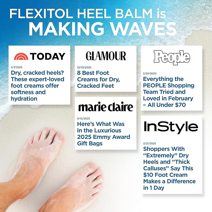 Flexitol Heel Balm Twin Pack, Cracked Heel Cream & Foot Balm, Intensive Hydration for Dry, Rough Feet & Heels, Urea-Based Moisturizing Cream, 4 oz Tube