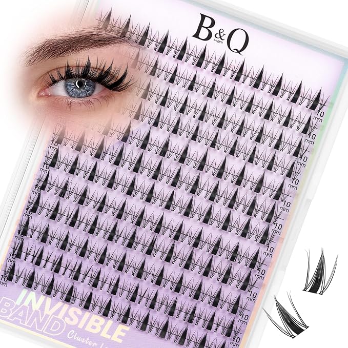 B&Qaugen Wispy Lash Clusters Invisible Band False Eyelashes Clusters Natural Cluster Eyelash Extensions 10mm Individual Lashes Extension DIY Soft Eyelash Clusters （YXFD-Fairy-10mm）