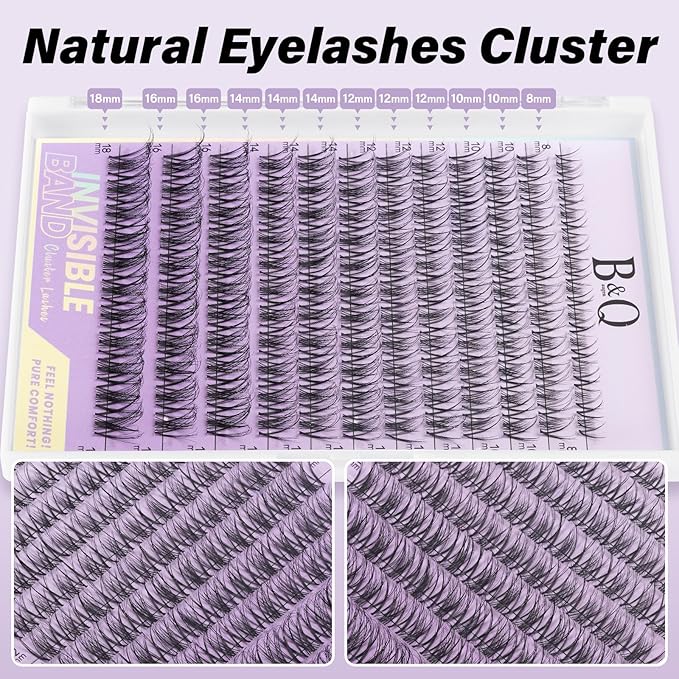 B&Q Spider Lash Clusters Kit-DIY Eyelash Clusters Kit at Home Natural Breeze Lash Extensions, 132pcs Individual Lashes with 0.3mm Invisible Band & Waterproof,Gossip Girl Look for Daily Work & Parties