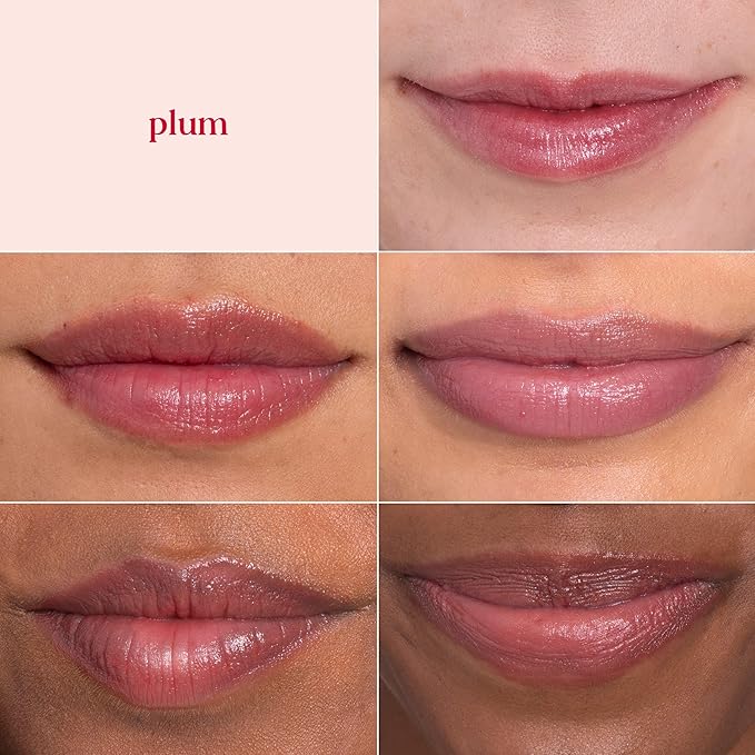 Burt's Bees Shimmer Lip Tint Set, Mothers Day Gifts, Tinted Lip Balm Stick, Moisturizing for All Day Hydration with Natural Origin Glowy Pigmented Finish & Buildable Color, Plum (4-Pack)