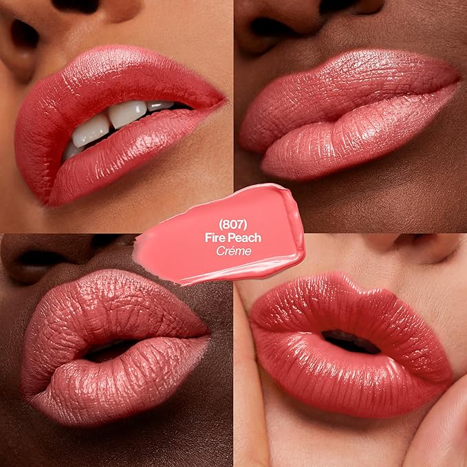 Revlon Super Lustrous Lipstick, Creamy Formula For Soft, Fuller-Looking Lips, Moisturized Feel, 807 Fire Peach, 0.15 oz