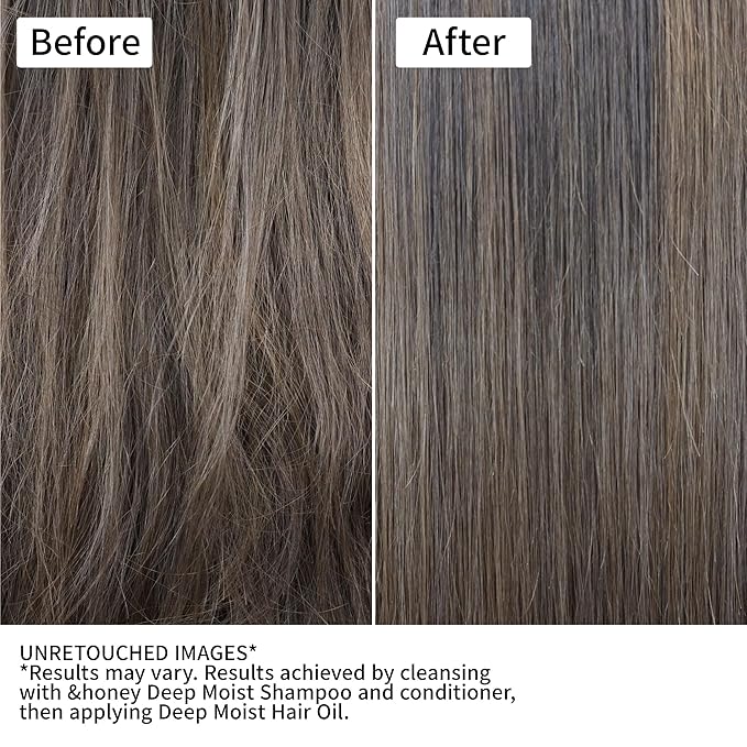 [Genuine Product] &honey Deep Moist Hair Oil 100mL/ 3.38 Oz Sulfate-Free Moisturizing Hair Oil for Dry Hair |Unique Blend of Honeys & Argan Oil for Shine, Hydrated Hair Japanese (1, Oil)