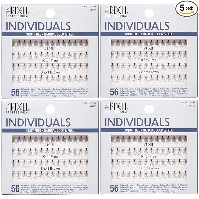 Ardell Individual Lashes, Lash Extensions - Short, Brown, Natural Look DIY Lash Clusters, Easy Application for Cluster Eyelash Extension Effect, 4 Pack