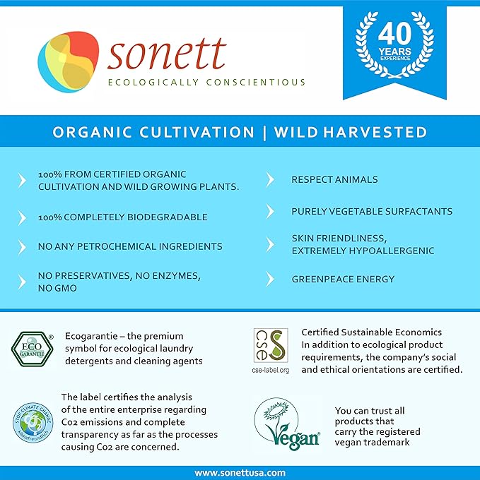 Sonett Organic Hand Soap Liquid Rose body care suitable For hands, face and body (Rose, 1 Count) Certified Organically Grown