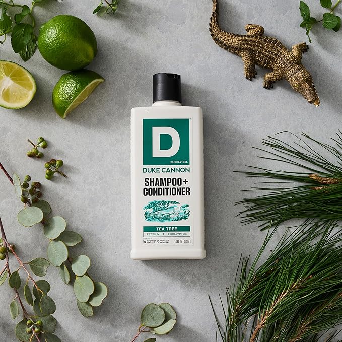 Duke Cannon 2-in-1 Shampoo & Conditioner for Men – Tea Tree Oil, Refreshing Scalp Care, Sulfate Free, 14 oz (Pack of 2)