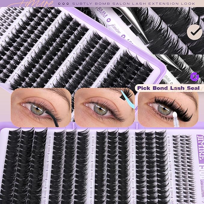 Manga Lash Clusters 150D Spikes Eyelash Clusters with Bottom Lashes 12-18MM Long Fairy Cluster Eyelash Extensions 300Pcs Wispy Individual Lashes Extensions DIY at Home by JIMIRE