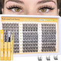 Manga Lash Clusters Kit Natural Eyelash Clusters Kit Wispy Lash Extensions 180pcs Spiky Cluster Eyelash Extensions C Curly 11-13mm Eyelash Extension Kit with Bond, Seal and Tweezers by Ruairie