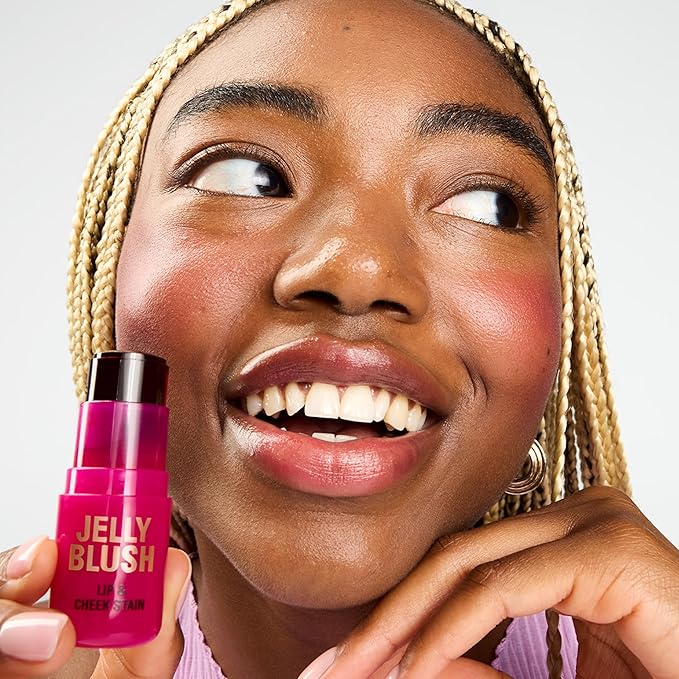 Revolution, Jelly Blush Stick Lip & Cheek Stain, Sheer, Buildable Coverage with Hydrating Hyaluronic Acid & Aloe for Multi-Use Glow, Vegan & Cruelty-Free, Cherry Red