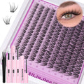 ALICE Natural Lash Clusters Kit Wispy Lash Extension Kit Cluster Eyelash Extension Kit C Curl 9-16mm Individual Lashes with Lash Glue Bond and Seal Lash Remover and Tweezers