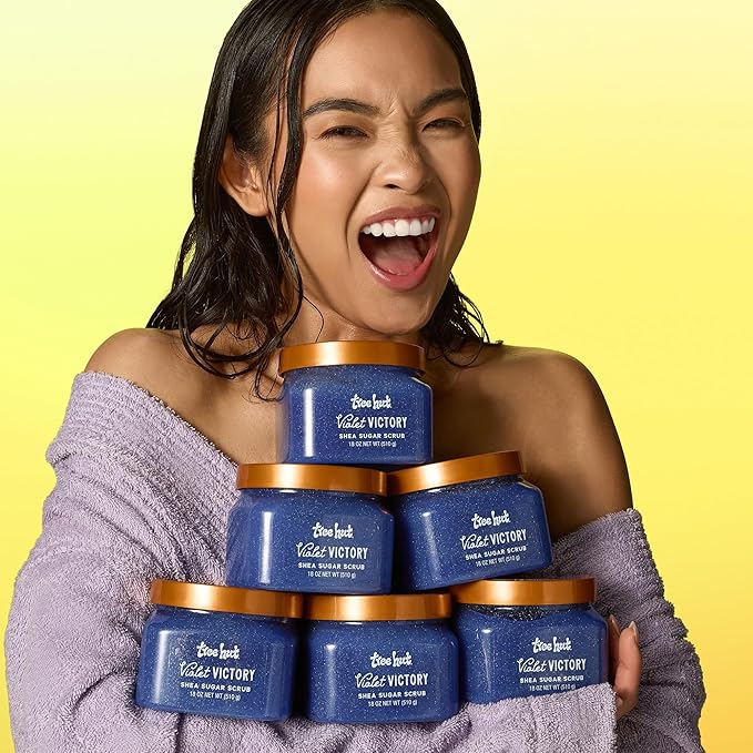 Tree Hut Violet Victory Body Scrub, Exfoliating & Hydrating Sugar Scrub with Shea Butter & Essential Oils, Smooth Skin, Body Exfoliator For All Skin Types, Self Care Gifts for Women, Vegan, 18 Oz