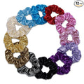 12 Pcs Scrunchies for Women, Satin Hair Scrunchie Bulk, Shiny Metallic Elastic Hair Bands, Glitter Ropes Hair Accessories for Gym Dance Party Club(Sparkly Metallic)