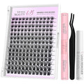 VEYESBEAUTY Siren Cluster Lashes Kit Individual Lash Extensions Newbie's Five-Second DIY Dramatic Volume Eyelash Wispy Faux Mink Lash Mixed Length Tray with Bond & Seal, Applicator at Home
