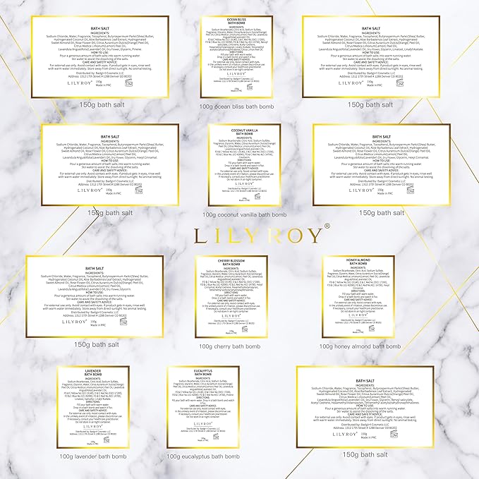 Luxurious Mothers Day Gifts for Women15-Piece Floral 6 x 150g Bath Salt & 6 x 100g Bath Bomb Gift Set for Christmas Gifts, Bath & Body Gift Set for Women, Self Care Kit Elegant Box | Birthday Gift