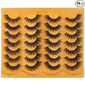 Lashes 18MM False Eyelashes Volume Faux Mink Lashes 14 Pairs Pack Dramatic Fake Eyelashes Wispy Cat-Eye Look Waterproof Strip Lashes That Look Like Extension, by TIMELABS Lashes 14Pairs