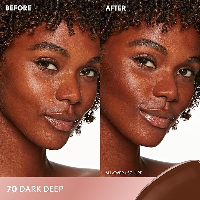 COVERGIRL TruBlend Sun & Sculpt Bronzing Glow Serum, Buildable, Radiant Glow, Wand and Pump Applicator - 70 Dark Deep
