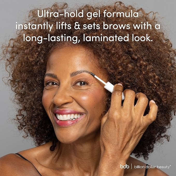 Billion Dollar Brow Lift - Clear Ultra-Hold Eyebrow Gel for Laminated Brow Look - Flake-Free Extreme Long-Wear Brow Glue and Sculpting Wax with Built-in Spoolie Brush - Vegan