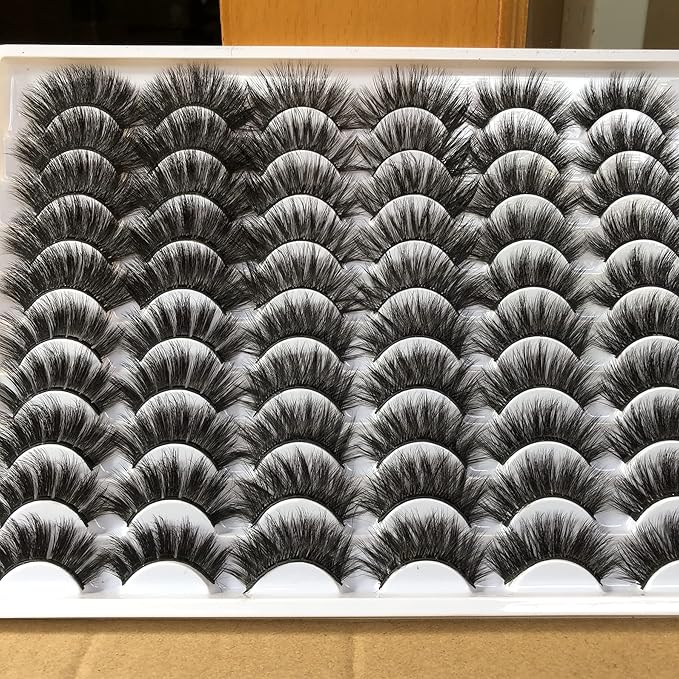 False Eyelashes 30 Pairs 20MM Dramatic Lashes Pack Faux Mink 6 Styles Mixed 5D Volume Thick Fake Eyelashes Wholesale Soft Makeup Eye Lashes Bulk