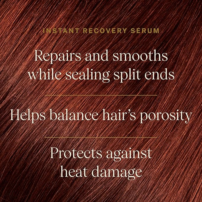 JVN Complete Instant Recovery Hair Serum, 1.0 Fl Oz, Frizz Fighting, Heat Protectant, Hair Smoothing Cream Strengthens & Repairs Damage, Silicone Free