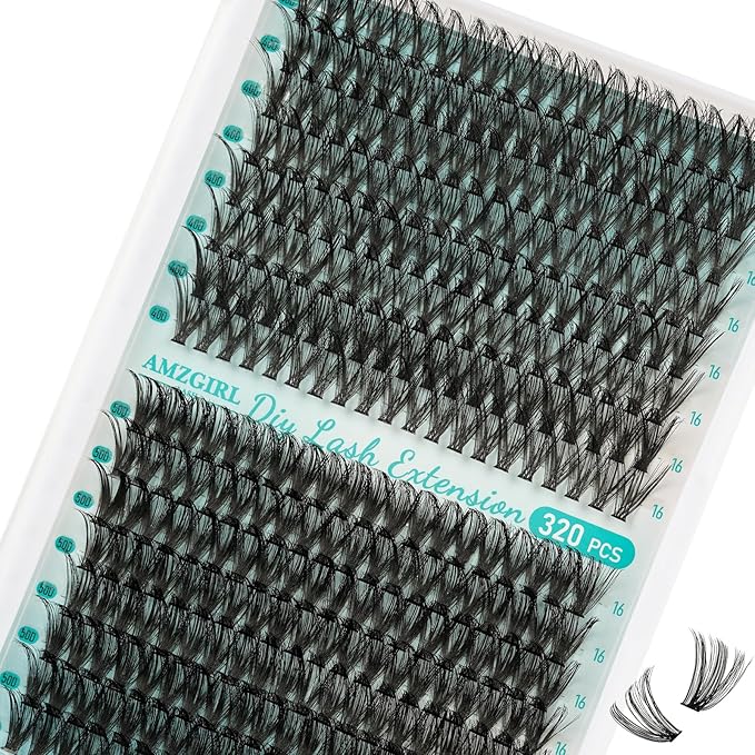 Lash Clusters 320Pcs 40 50D Eyelashes Cluster D Curl Individual Wispy Lashes Cluster for DIY Cluster Eyelash Extensions at Home for Beginners (16mm)