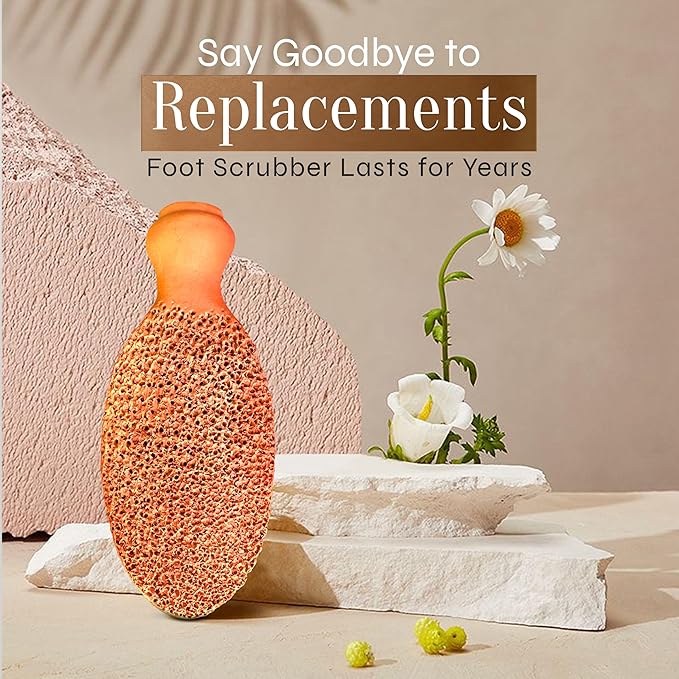 Facón Pumice Stone for Feet Callus Remover - Terra-Cotta Foot Scrubber with 2 Sides, 100% Pure Natural Foot Pumise Stone, Pedicure Pumice Stone Scrubber, Foot Exfoliator, Removes Calluses & Dead Skin