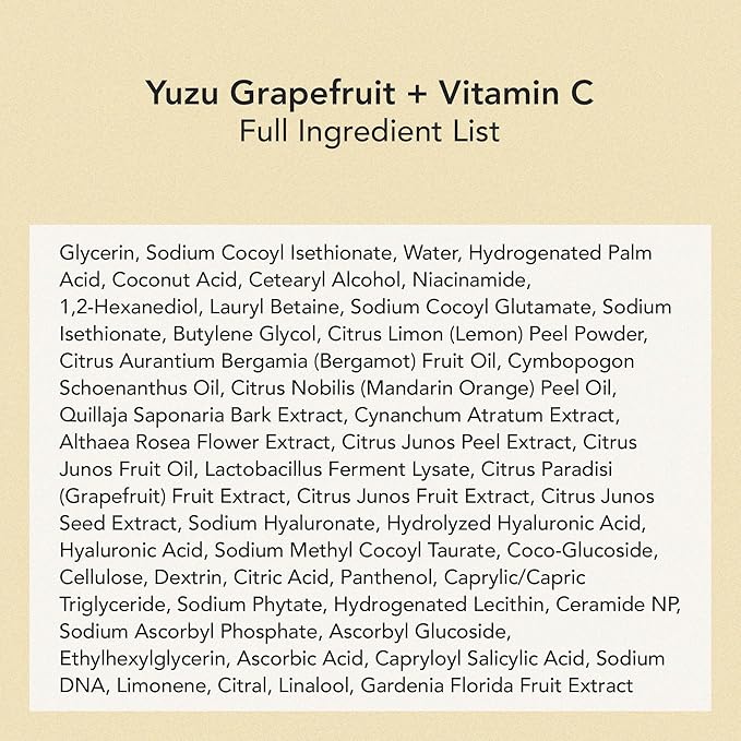 Whipped Korean Skincare Face Wash, Radiance Boosting Care, Vegan Facial Cleanser for Dry, Uneven Skin, Niacinamide, Hyaluronic Acid, Vitamin C, Yuzu & Grapefruit, Doubles as a Face Mask, 4.5 oz