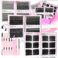 YIDUO 6 Styles Mix Lash Clusters Kit 1548Pcs with 2X Bond&Seal Volume Soft Cluster Lashes Extension Kit Gift Packs 8-18mm Wispy DIY Individual False Eyelashes Box Bulk for Beginners De Pestañas