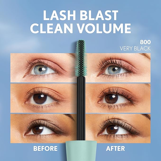 CoverGirl Lash Blast Clean Volume Waterproof Mascara, Vegan Formula, Volumizing, Smudge-Proof, Very Black, 1 Count