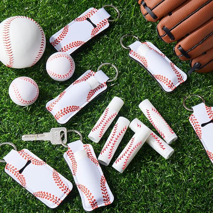 18 Sets Baseball Party Favors Lip Balm and Holder Keychain Bulk Baseball Senior Night Party Supplies Goodie Bags Stuffers Sport Team Gifts Accessories for Women Men Sports Lovers Players Coach