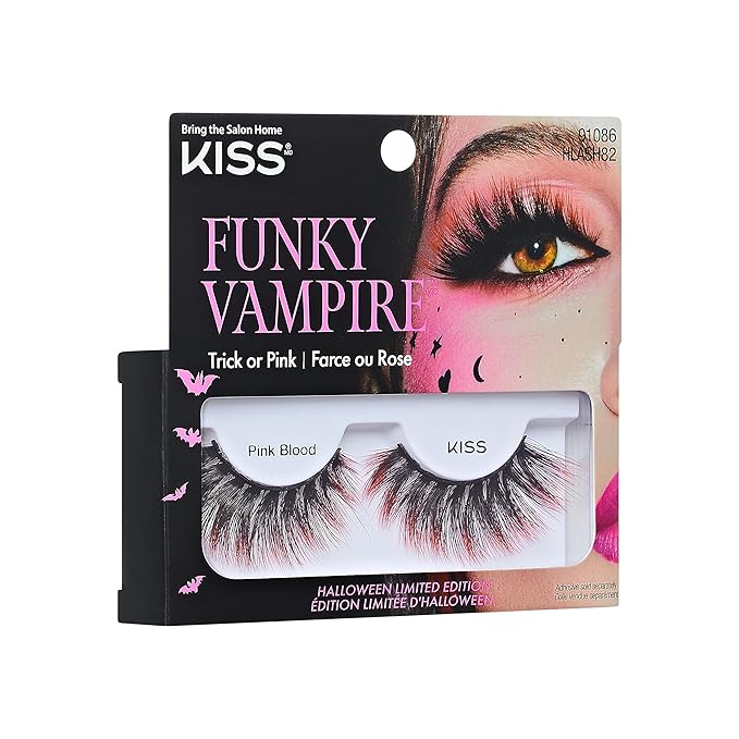 KISS Halloween Limited Edition Funky Vampire False Eyelashes, 1 Pair - Pink Blood