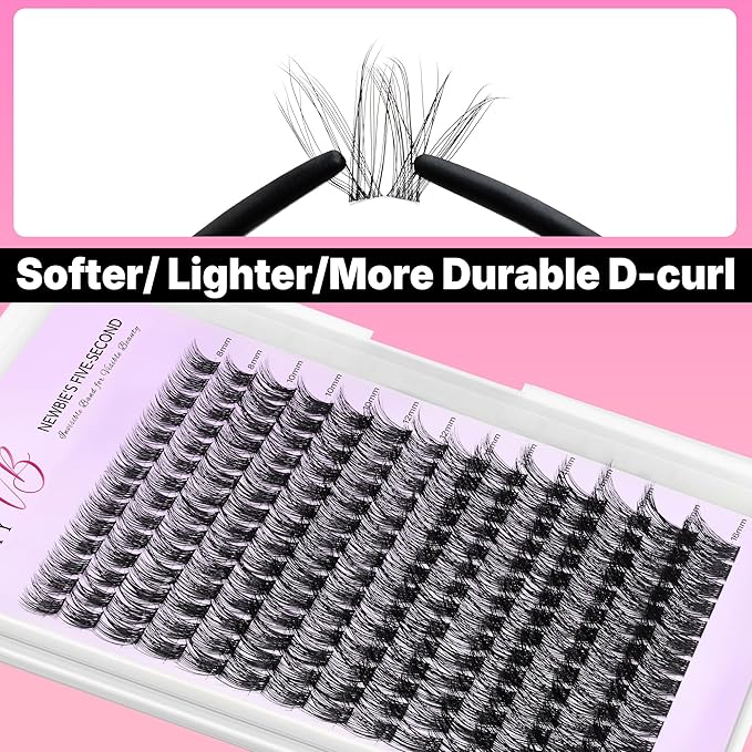 VEYESBEAUTY Lash Clusters Kit Individual Eyelash Extensions Thin & Invisible Band DIY False Eyelashes Newbie's Five-Second Series Wispy Lash Tray, Boldeye KIT with Bond&Seal Remover Applicator