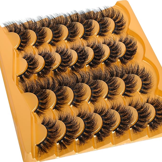 Lashes 20MM False Eyelashes Volume Faux Mink Lashes 14 Pairs Pack Dramatic Fake Eyelashes Wispy Cat-Eye Look Waterproof Strip Lashes That Look Like Extension, by TIMELABS