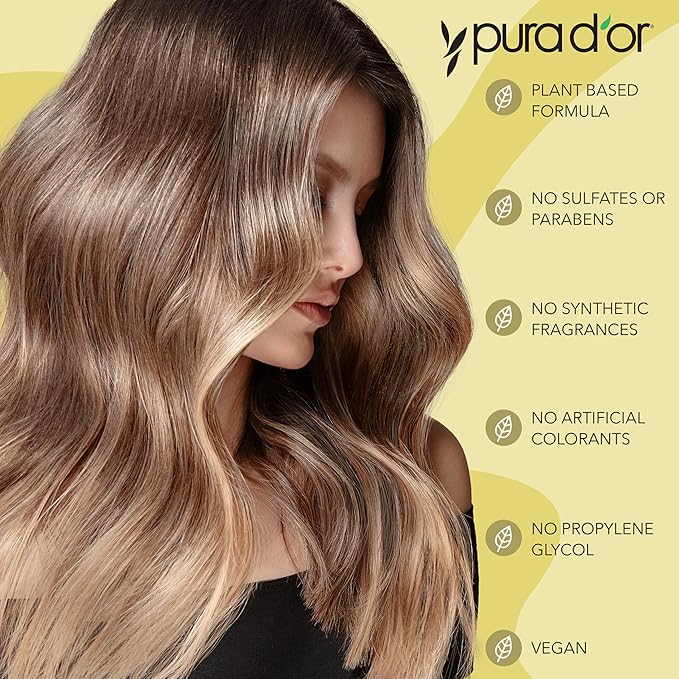 PURA D'OR 16 Oz Advanced Therapy Shampoo Reduces Hair Thinning & Increases Volume, No Sulfate, Biotin Shampoo Infused with Argan Oil, Aloe Vera for All Hair Types, Men & Women