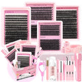 YIDUO 994Pcs Lash Clusters Kit Gift Packs 60D/80D/100D Volume 3D Clusters Lashes Extensions Kit 10-20mm D Curly Wispy Soft DIY Individual Eyelash Extension Kit 4 Box pestañas postizas Bulk Pack