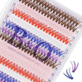 B&Q 280PCS Colored & Rainbow False Eyelashes, 6 Vibrant Colors Lash Clusters Refill Pack in 14mm & 16mm, DIY Volume Lashes for Party, Stage, Cosplay, Festival Makeup