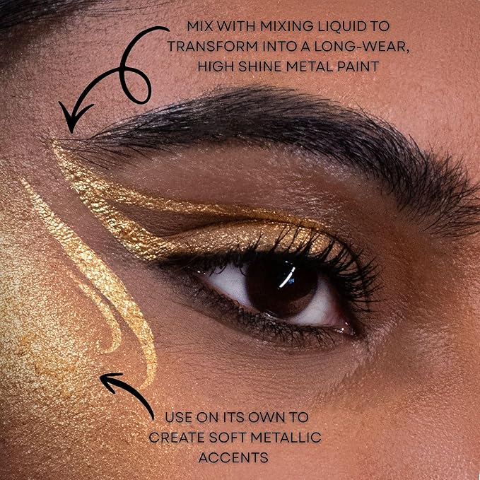 Mehron Makeup Artist Pigment – Metallic FX Powder | Metallic Powder Pigment for Face & Body Paint, Eyeshadow & Eyeliner, Cosplay .15 oz (4.1 g) (White Gold) | Made in the USA