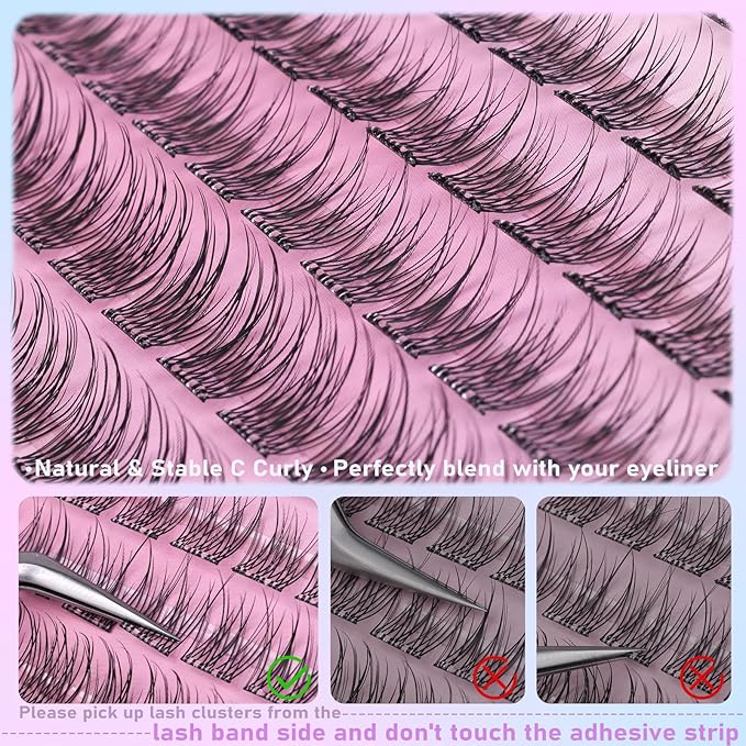 Self Adhesive Lash Clusters Natural Self Adhesive Eyelashes 10-12mm Short Lash Clusters No Glue Needed DIY Pre-glued Eyelash Clusters Wispy Press on Lashes by ZANLUFLY