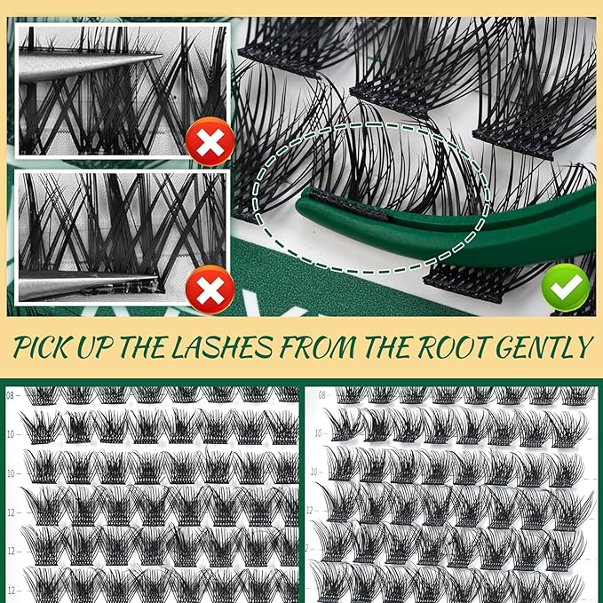 Lash Clusters 96pcs Individual Lashes D Curl 18mm Cluster Lashes KEYYOU Volume Wispy Lash Extension Soft&Comfortable Easy DIY at Home(Y03 D-18mm)