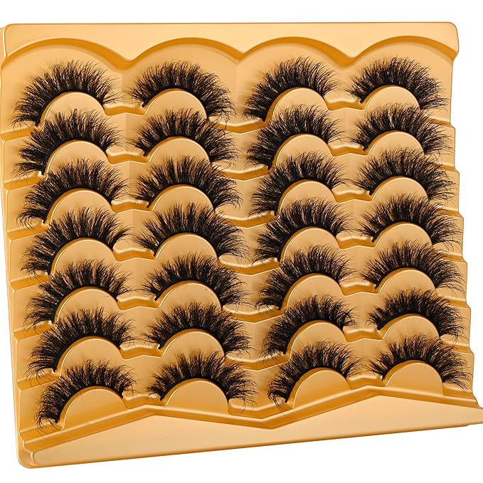 Lashes 18MM False Eyelashes Volume Faux Mink Lashes 14 Pairs Pack Dramatic Fake Eyelashes Wispy Cat-Eye Look Waterproof Strip Lashes That Look Like Extension, by TIMELABS Lashes 14Pairs