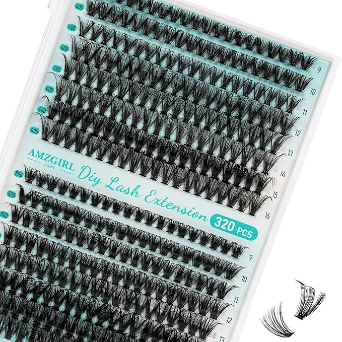 Lash Clusters 320Pcs 40 50D Eyelashes Cluster D Curl Individual Wispy Lashes Cluster for DIY Cluster Eyelash Extensions at Home for Beginners (Mix9-16mm)
