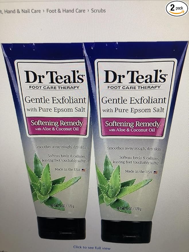 Dr. Teals Softening Remedy Coconut Oil Foot Scrub Gift Set (2 Pack, 6oz ea.) - Essential Coconut Oils & Aloe Vera Replenish and Moisturize Dry, Damaged Skin - Blended with Pure Epsom Salt