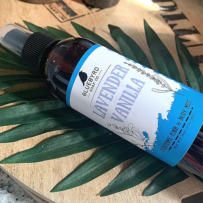 BLUEBYRD Soap Co. Lavender Vanilla Fragrance for Hair and Body | Alcohol Free Hair Perfume | Perfumed Hair and Body Mist -Sweet Vanilla & Relaxing Lavender Scent | Clean Beauty, Vegan, Free of Parabens Sulfates and Silicones | Weightless Perfume for Yo...