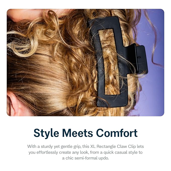 Gimme Beauty XL Thick Hair - X-Long Hair Holds More - Velvet-Like Finish Clip for All Lock Types - Non-Slip, Firm-Hold Daily Wear Accessory - Essential, Retractable Clip - Black