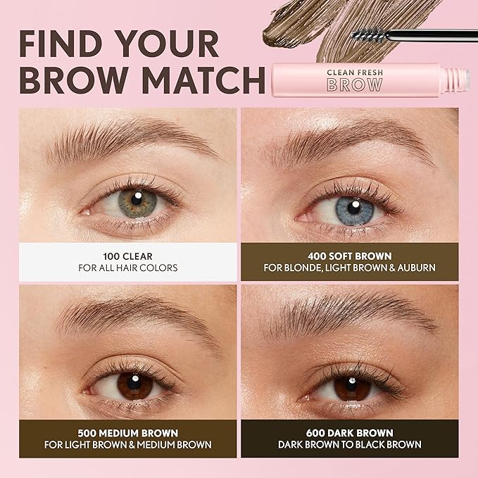 CoverGirl Clean Fresh Brow, 600 Dark Brown, Eyebrow Gel, Long-Lasting, Vegan Formula, Natural Looking, Easy to Apply, Doesn't Smudge, 0.18oz