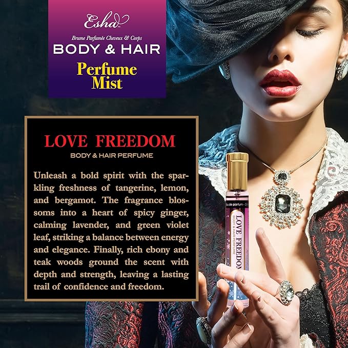 Esha Body & Hair Perfume Mist - Eau de Parfum for Women - Infused with Betaine - (LOVE FREEDOM)