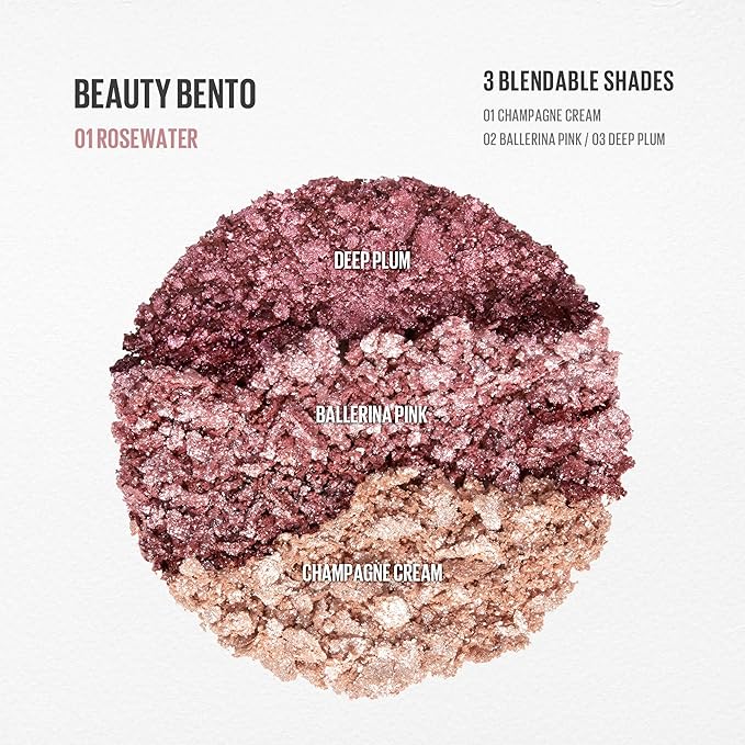 Kaja Beauty Bento Collection - Bouncy Eyeshadow Trio | Plum Rosy Tones, Travel Size, 01 Rosewater, 2019 Allure Best of Beauty Award, 0.03 Oz