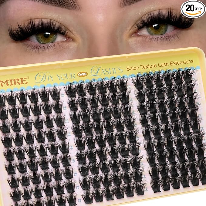 JIMIRE Manga Lash Clusters Wispy Fluffy Cluster Eyelash Extensions CC Curly 14-18MM Fluffy Eyelash Clusters Easy to Apply DIY Thick Volume Individual Lashes Extensions at Home 162Pcs Pack