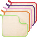 Tatuo 5 Pcs Exfoliating Face and Body Wash Cloths Towel Weave Bath Exfoliating Scrub Massage Bath Cloth for Women and Men, 10.23 x 8.66 Inch(Green, Orange, Pink, Purple, Red Edge)